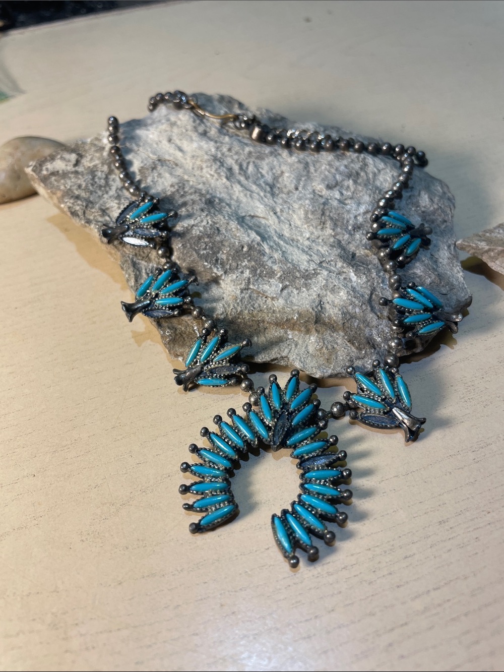 Zuni Vintage Turquoise Cluster Bib Necklace - Women Jewelry